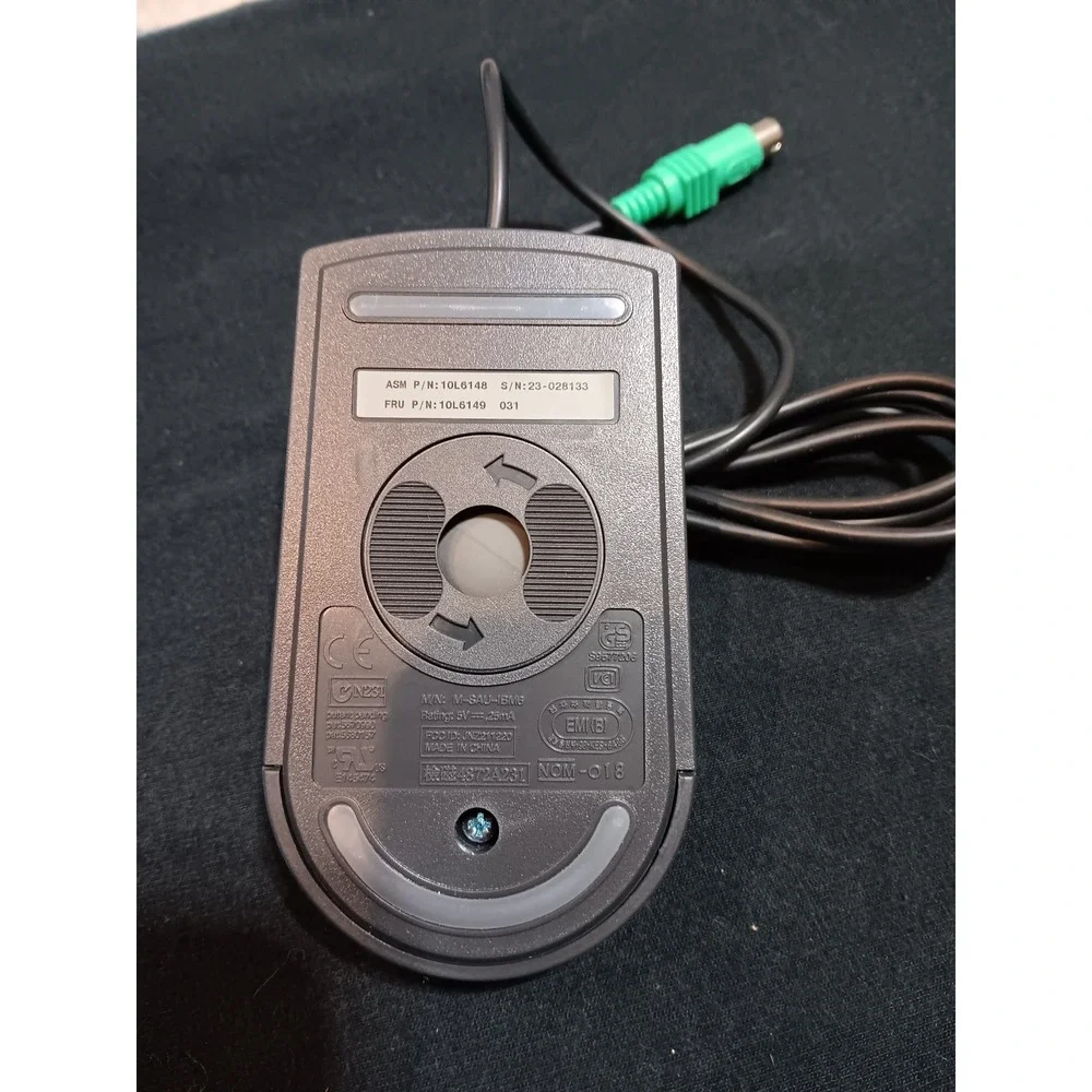 IBM Vintage PS/2 2-Button Wired Ball Mouse Black NOS 10L6148 M-SAU-IBM6